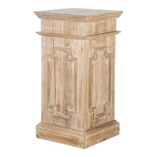 Limed Oak Pedestal With Applied Mouldings, England, Mid 20th C. For Sale