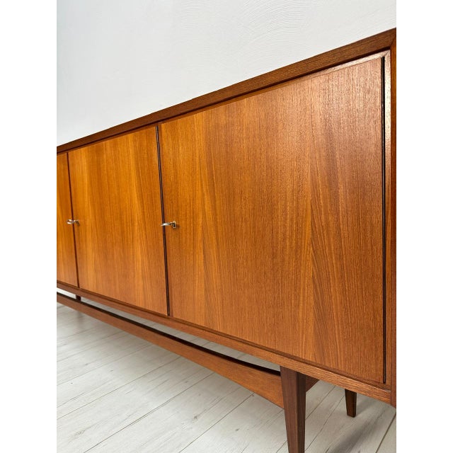 Brown Large Mid-Century Minimalist Teak Sideboard, 1960s For Sale - Image 8 of 16