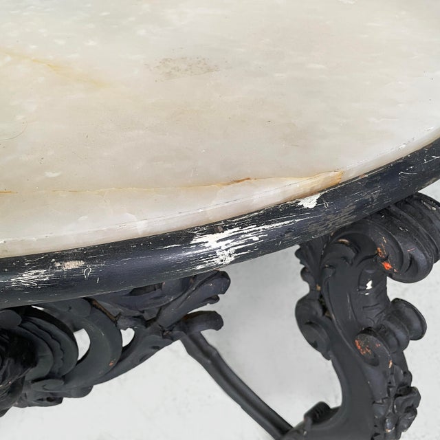 19th Century Italian Coffee Table in Black Wood and Marble For Sale - Image 9 of 18