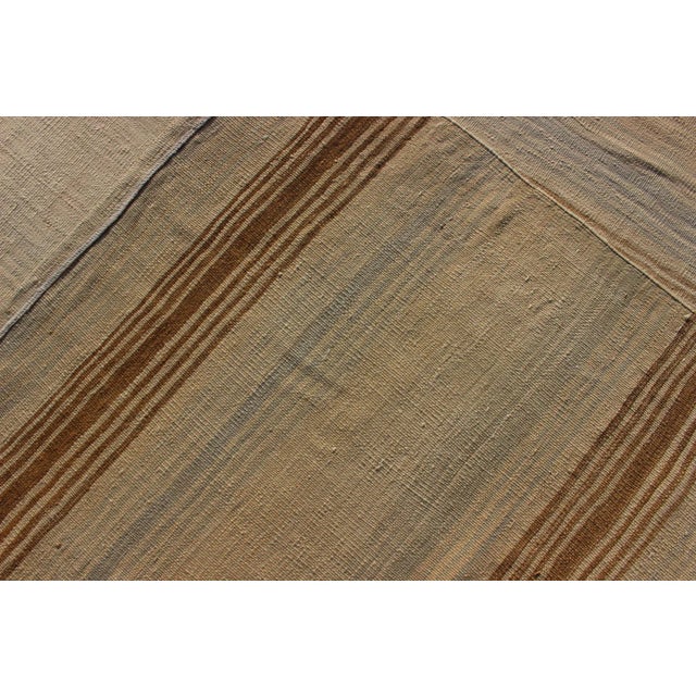 Turkish Vintage Kilim Rug With in Tan, Taupe, Gray Blue, and Earth Tones For Sale - Image 10 of 11