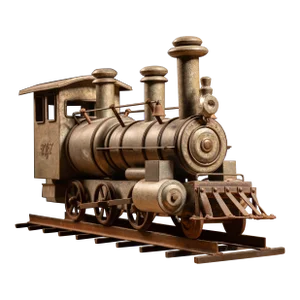 Early 20th Century Galvanized Steel Steam Locomotive Model on Track