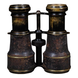 19th C. Leather Wrapped German Alpenglas Binoculars For Sale