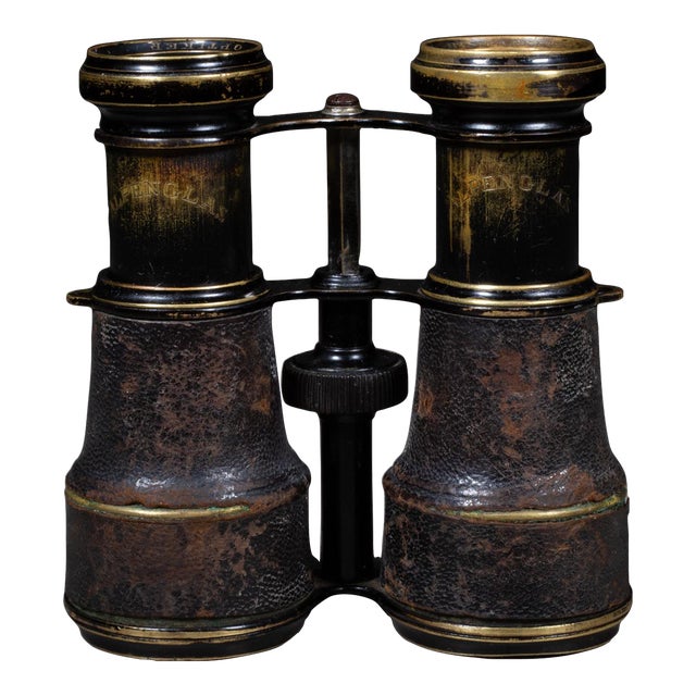 19th C. Leather Wrapped German Alpenglas Binoculars For Sale