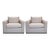 Holly Hunt Gryphon Leather Swivel Club Chairs- A Pair For Sale