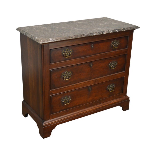 Century Cherry Wood Marble Top Chest of Drawers Chairish