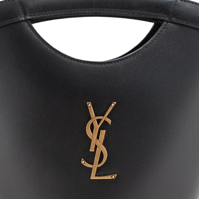 Saint Laurent Mini Celia Black Calfskin Leather Tote Bag For Sale In Houston - Image 6 of 10