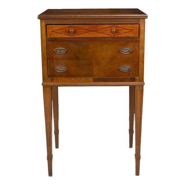 Mid 20th Century Charles P Limbert Arts & Crafts Oak Jewelry Chest Side Table Felt Lined Drawers For Sale