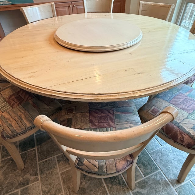 Cream Large Round Kitchen Table With 8 Chairs For Sale - Image 8 of 13