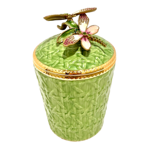 1990s Jay Strongwater Ivy Dragonfly Candle in Celadon Porcelain, 14k Gold, and Swarovski Crystals