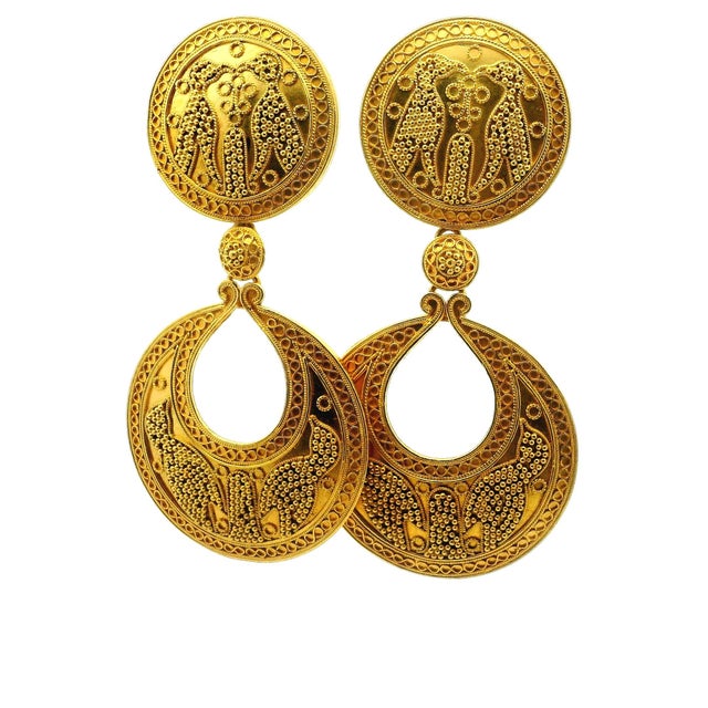 Vintage Ilias Lalaounis 18k Gold Ancient Revival Drop Earrings, Greece, A Pair For Sale - Image 11 of 13