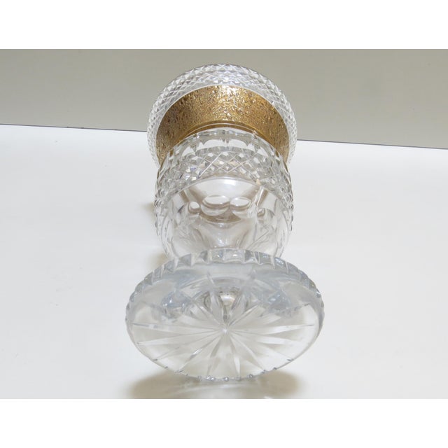 Glass Vintage Moser Glassworks 24k Gold Incrusted Cut Crystal Vase For Sale - Image 7 of 11