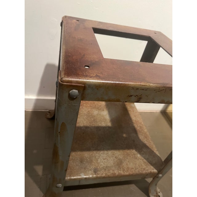 Metal Vintage Industrial Metal Pedestal Table Base For Sale - Image 7 of 7