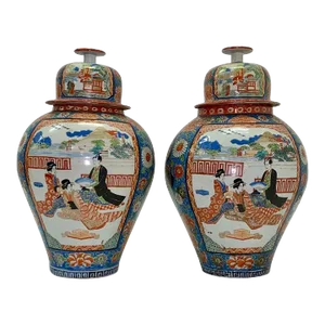 19th Century Large Japanese Imari Ginger Jars- Set of 2