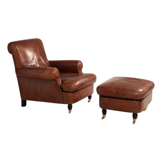 Vintage Lounge Chair and Ottoman by Baxter, 2000, Set of 2 For Sale