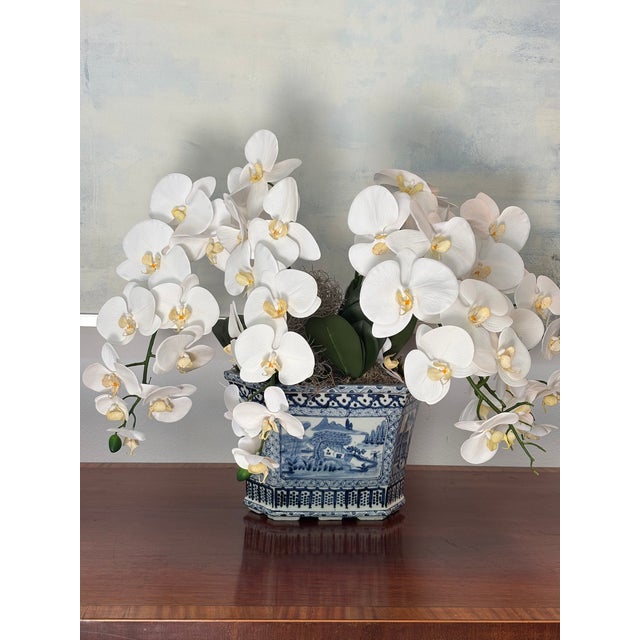 Chinese 1990s Blue/White Porcelain Flowerpot -Handpainted For Sale - Image 3 of 6