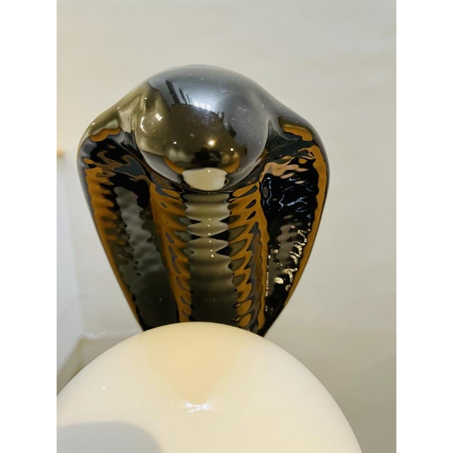 Ceramic Italian Snake Cobra Lamp by Avobin, 1970s For Sale - Image 7 of 9