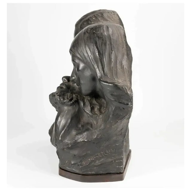 Dark Gray 19th Century Monumental Stoneware Sculpture of the the Holy Family Consists of the Child Jesus, the Virgin Mary and Saint Joseph For Sale - Image 8 of 12