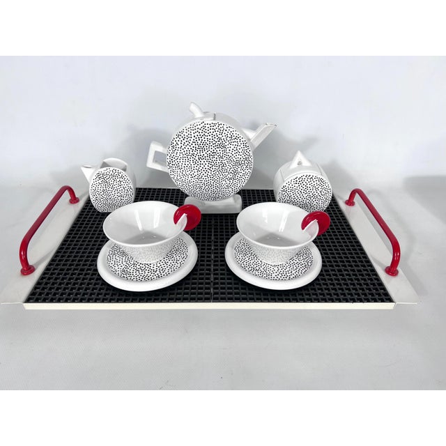 Metal Ceramic Tea Service from MAS, Italy, 1980s, Set of 10 For Sale - Image 7 of 11