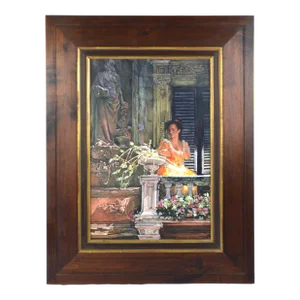 Glenn Harrington Painting a Room With a View in a Fine Black Walnut Frame