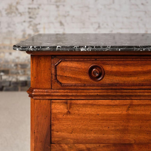 19th Century French Walnut Chest of Drawers With Marble Top For Sale - Image 12 of 14