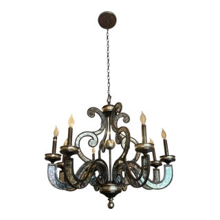 John-Richard Eight Light Antique Bronze Mirrored Chandelier For Sale