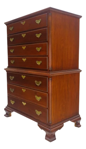 Bracket Feet Solid Mahogany Brass Pull Federal Style 7 Drawer High Chest Dresser