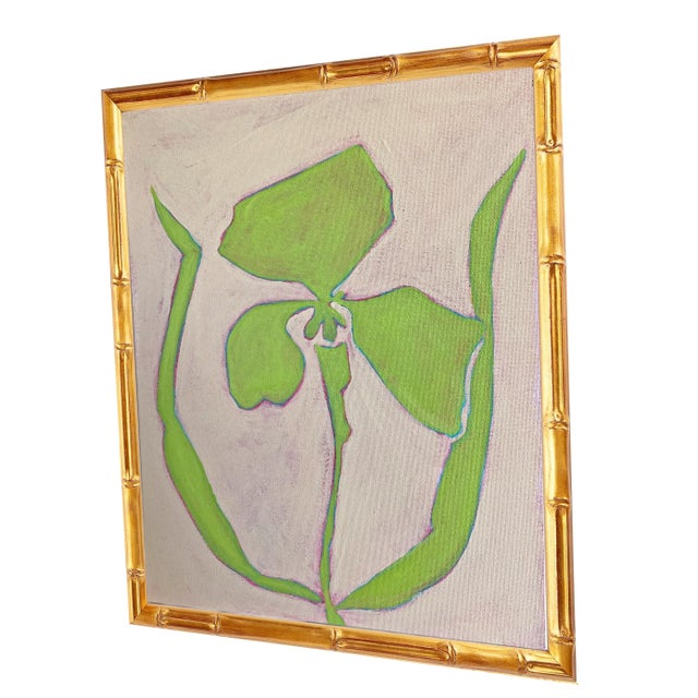 Original Framed Acrylic Botanical Painting, Organic Boho Art Floral Wall Art by Tatiana Duperault For Sale - Image 4 of 5