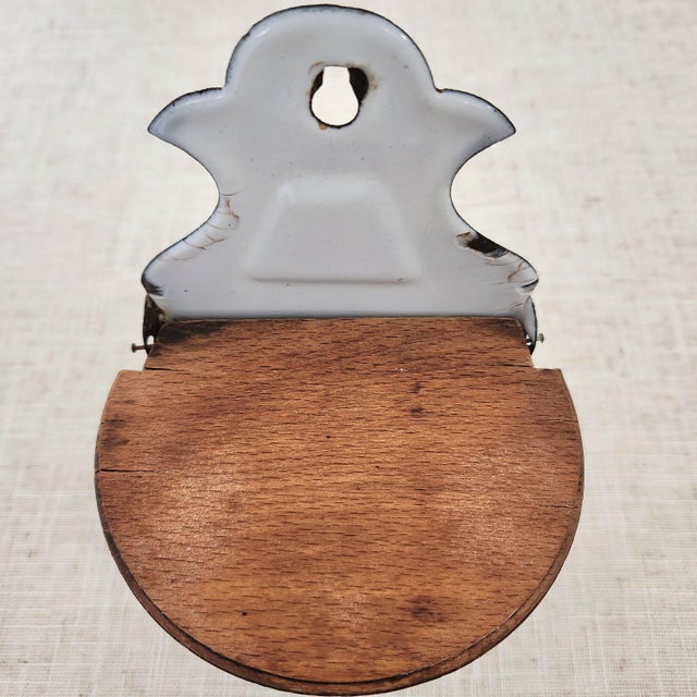 Early 20th Century Vintage German Enamel Salt Box Cellar For Sale - Image 5 of 10