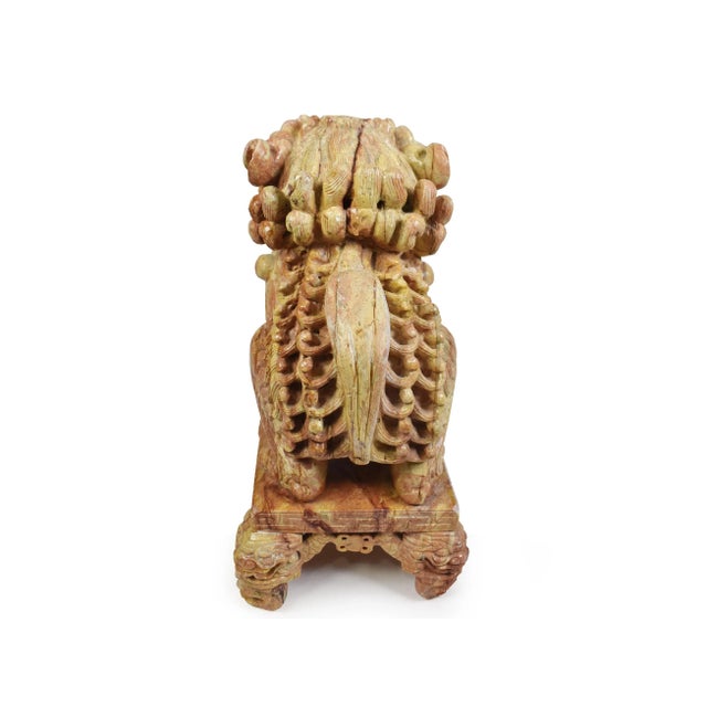 Mid 20th Century Mid-Century Carved Stone Chinees Dragon Lion Statue Sculpture For Sale - Image 5 of 11