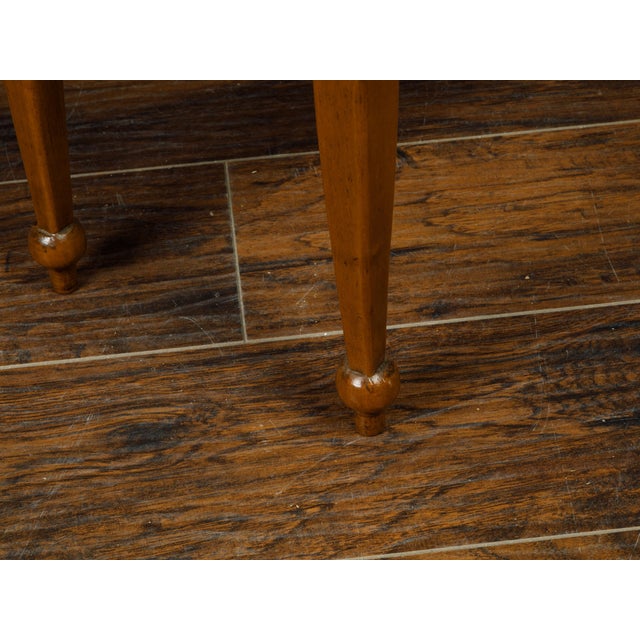 Pair of Italian 1840s Walnut Tables with Variegated Marble Top and Single Door For Sale - Image 9 of 11
