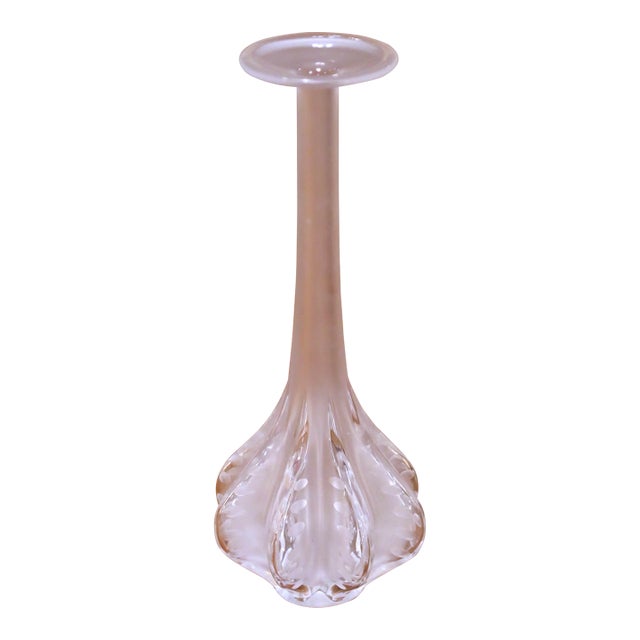 Vintage French Frosted Crystal Soliflore Vase by Marie-Claude Lalique For Sale