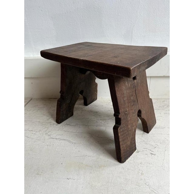 Rustic Oak Stool, 1920s For Sale - Image 9 of 17