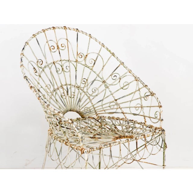 Metal Victorian Style White Wirework Pair of Chairs and Cafe Table, France 1960 For Sale - Image 7 of 12