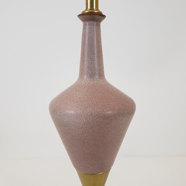 MidCentury Modern Sculptural Mauve Hyalyn Pottery & Brass Lamp Chairish
