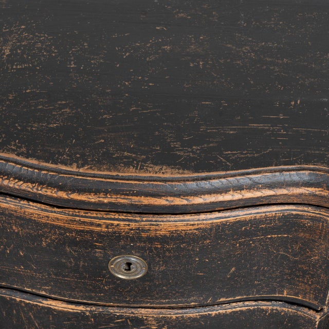 18th Century Black Painted Oak Rococo Chest of Drawers From Denmark For Sale - Image 6 of 14