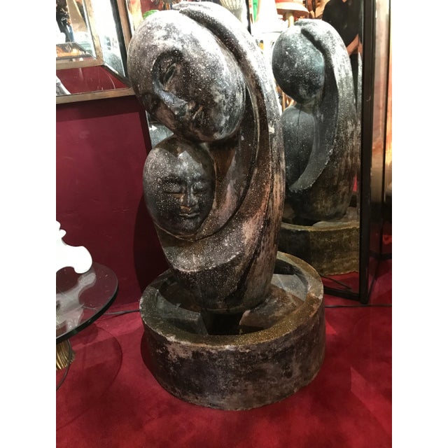 Sculpture Materials Concrete Mother & Child Sculptural Fountain For Sale - Image 7 of 8