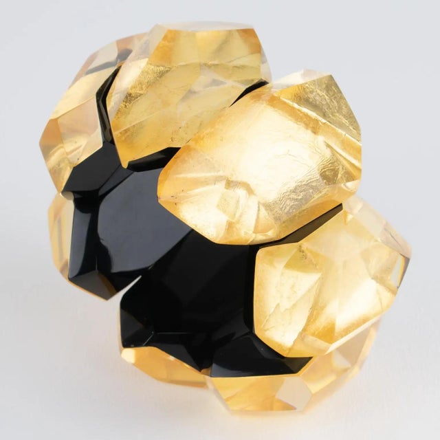 Monies Massive Black Resin and Gold Foil Stretch Bracelet Bangle For Sale In Atlanta - Image 6 of 10
