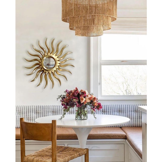 Wood Late 20th Century Sunburst Carved Golden Mirror For Sale - Image 7 of 11