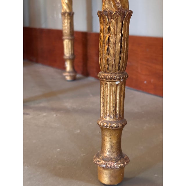 English Antique Giltwood Demi-Lune Console Table With Satinwood Inlay For Sale - Image 3 of 16