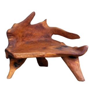 1970s Vintage Teak Wood Sculptural Chair For Sale