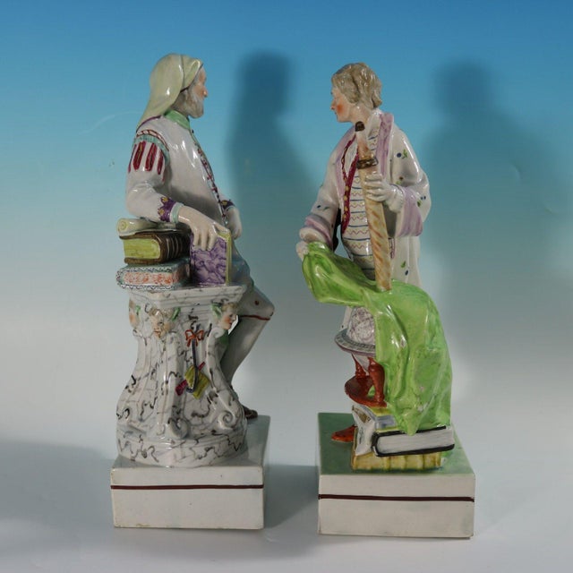 Ceramic Pair Ralph Wood Staffordshire Pearlware Figures Chaucer & Newton For Sale - Image 7 of 18