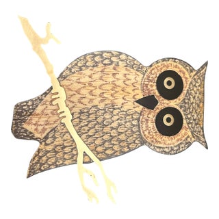 Mid Century Modern Small Couroc Tray With Owl For Sale