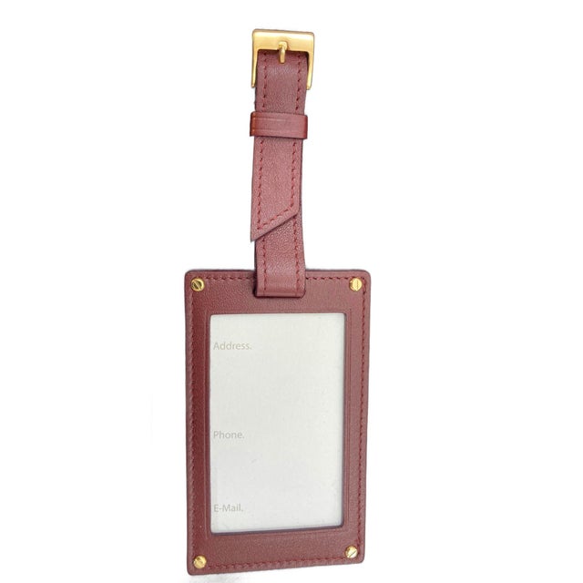 Animal Skin Cartier Paris Burgundy Calfskin Leather Luggage Tag For Sale - Image 7 of 11