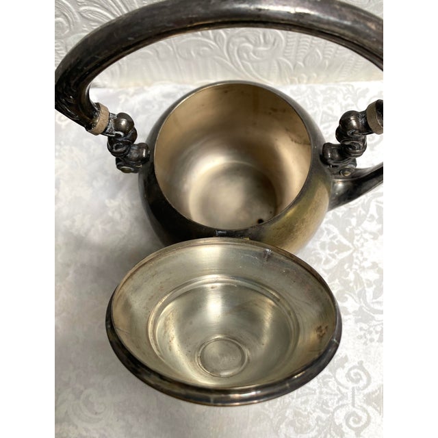 Silver Antique 1880’s Silver-Plated Brass Gooseneck Tea Pot For Sale - Image 8 of 11