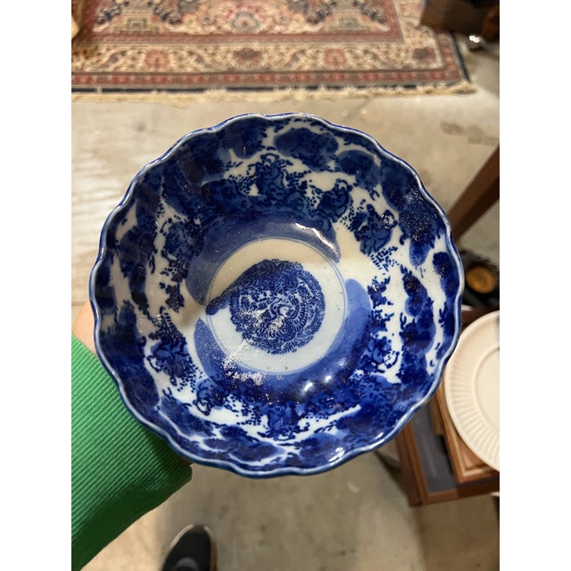 Vintage Ceramic Detailed Blue and White Bowl For Sale In Atlanta - Image 6 of 7