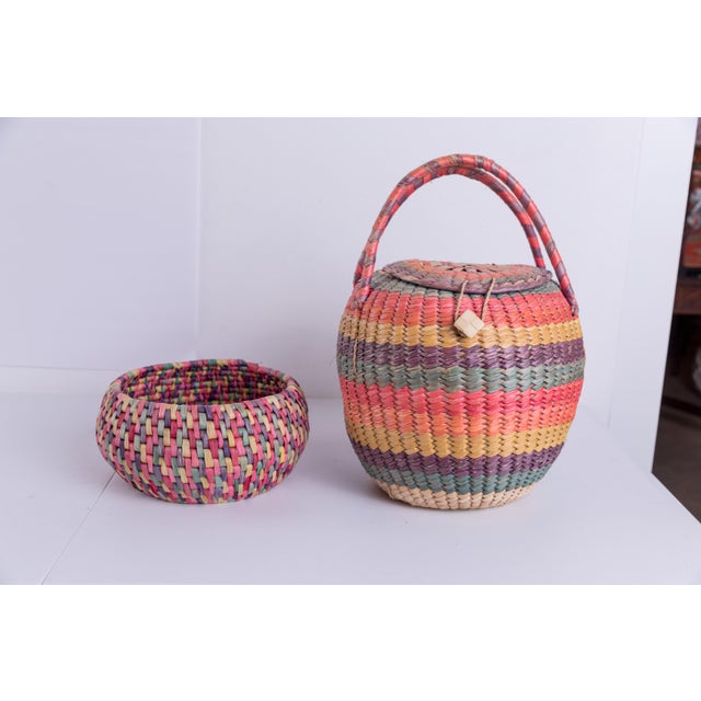 Mexican MultiColored Woven Baskets Set of 2 Chairish