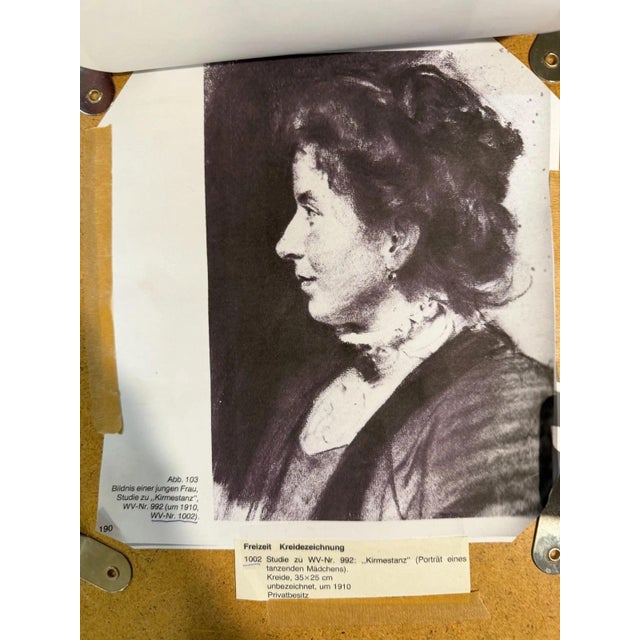 Beige Heinrich Pforr, Kirmestanz – Study, Profile Portrait of a Young Woman, Charcoal For Sale - Image 8 of 13