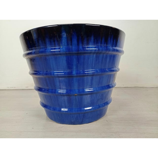 Azure Blue Ceramic Pot Cover, 1950s For Sale - Image 10 of 10