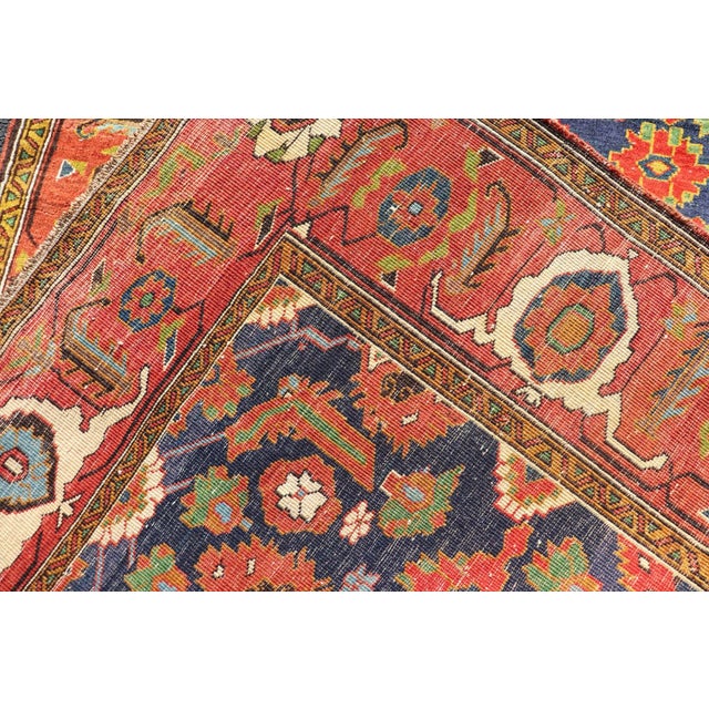 Early 20th Century Antique Caucasian Rug With All-Over Design in Royal Blue Field Soft Red & Green For Sale - Image 12 of 12