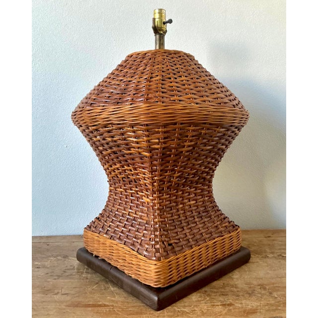 Brown Vintage Boho Monumental Woven Rattan Lamp For Sale - Image 8 of 12